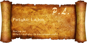 Petyko Lajos névjegykártya